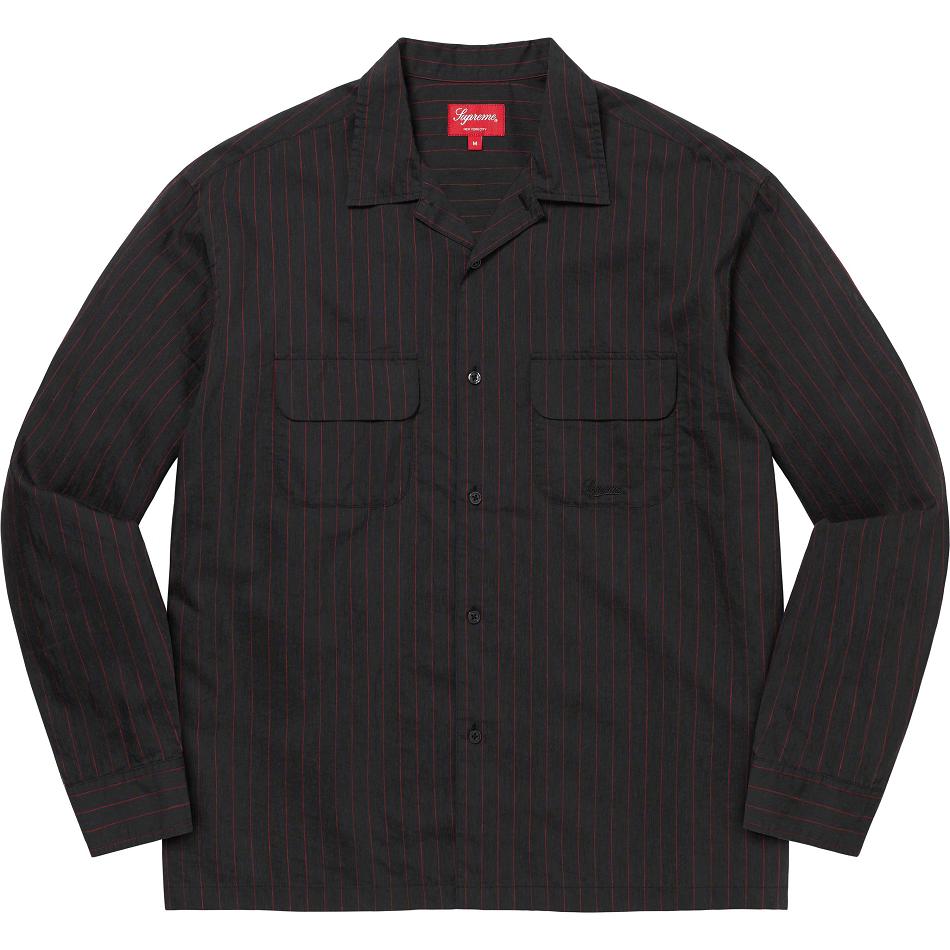 Camisas Supreme Pinstripe Linen Negras | Supreme 255OR